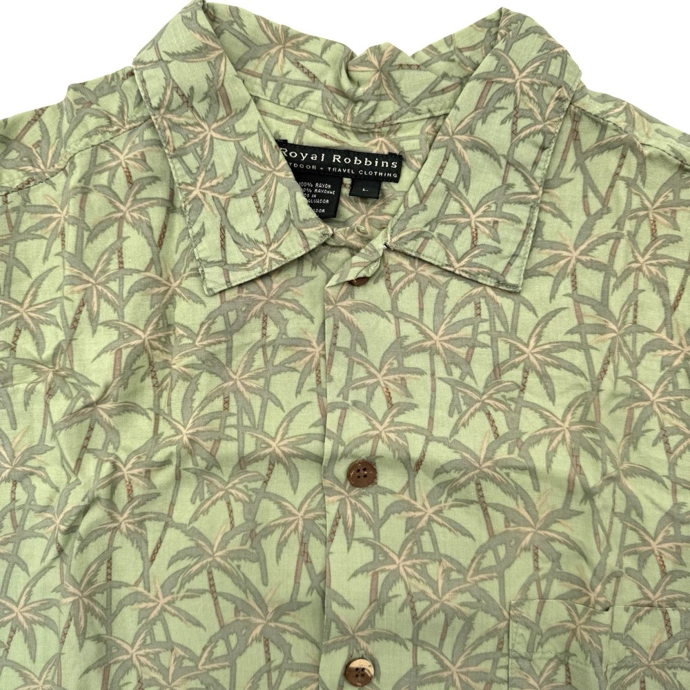 Royal Robbins Men's Short Sleeve Button Up Floral Large Multicolor Trees‎ *READ*